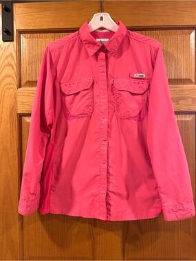 Columbia PFG Pink Long Sleeve Button-Up Shirt Size Extra Large UPF Protection